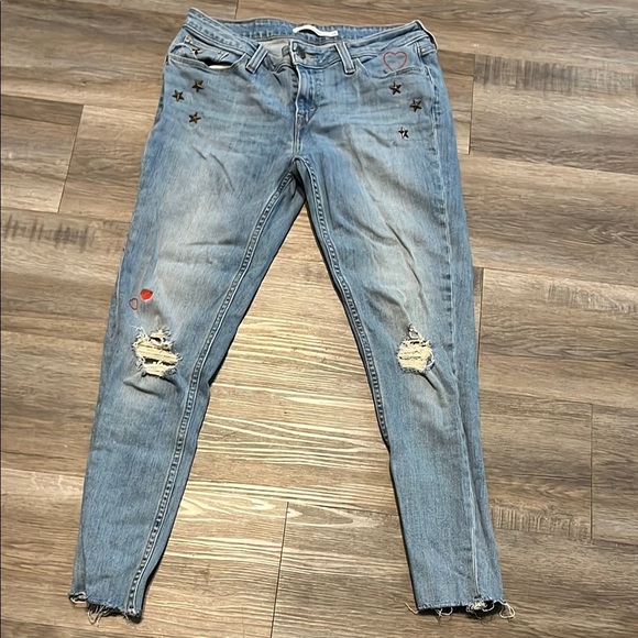 Levi's Denim - Levi's Blue Skinny Jeans with Star and Heart Details